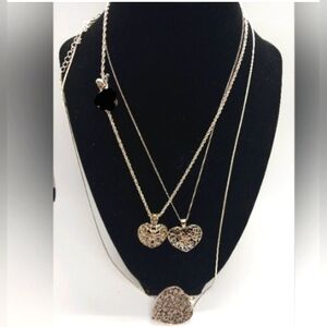 3- Filigree Heart Necklaces + Earring